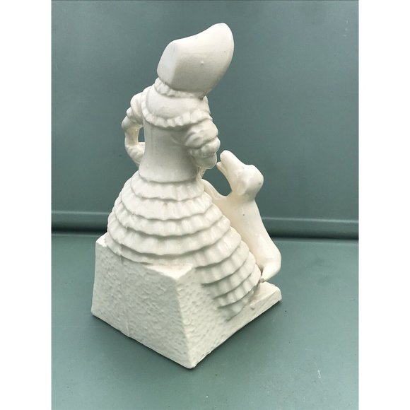 Vth 50s 60s White Porcelain Figurine Planter Vase Dog Victorian Dog Woman chic - Picture 3 of 6